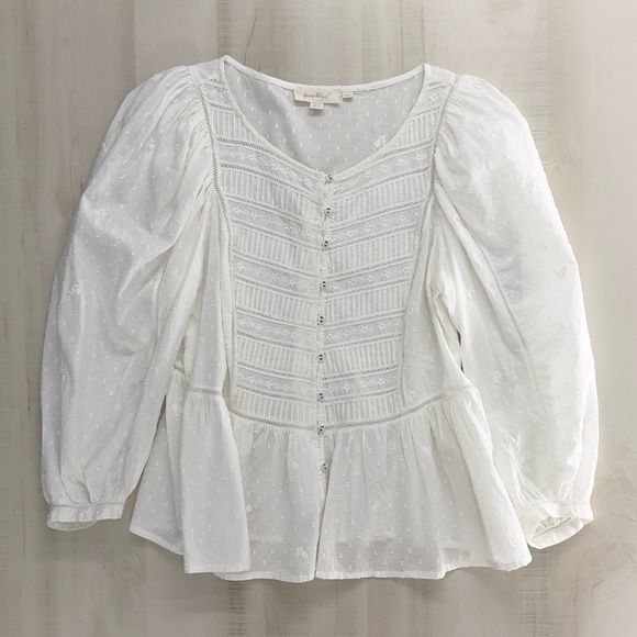 FOREVER THAT GIRL x Anthropologie verushka white embroidered peasant blouse top - Picture 4 of 12
